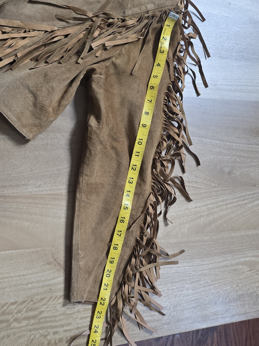 Vtg Fox Run Tan Suede Leather Fringe Jacket Cropped Western Boho Cowgirl Size S - Picture 4 of 14